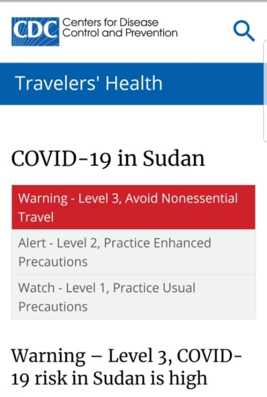 عن نصيحة مركز التحكم بالأمراض المعدية الأمريكي CDC بعدم السفر للسودان وإعتباره…