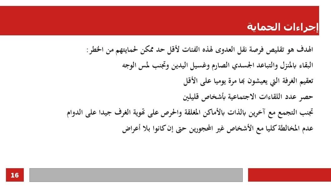 العرض البياني المصاحب للايف الحجر والعزل والحماية للفائدة العامة موقع وزارة ال…