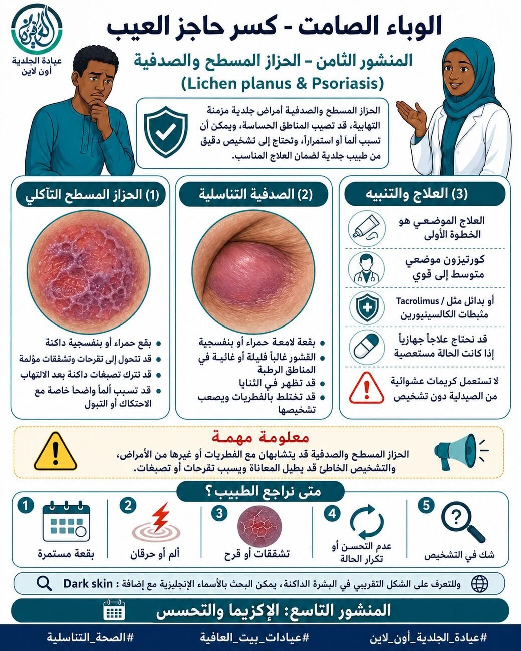 الحزاز المسطح (Lichen planus) والصدفية (Psoriasis)