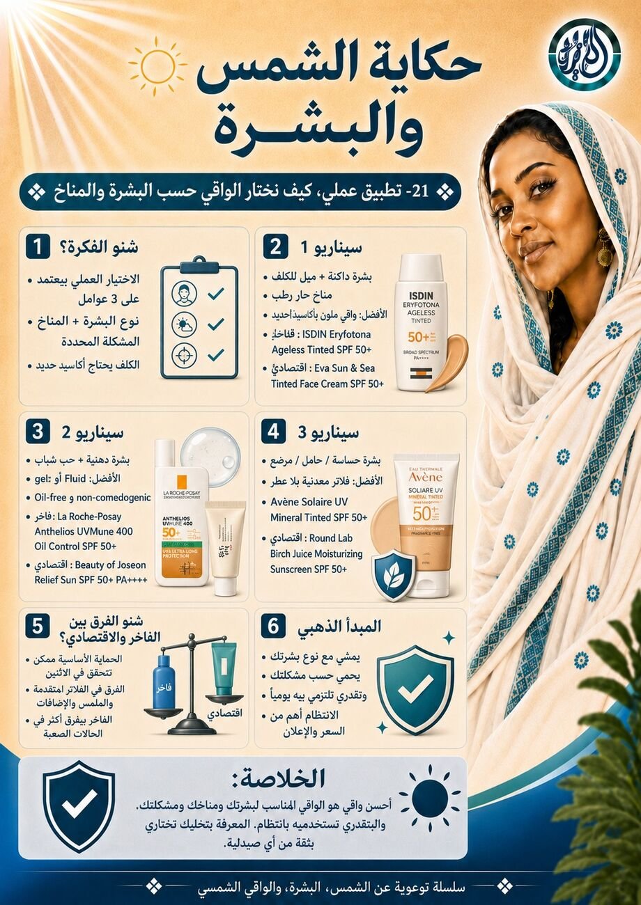 تطبيق عملي، كيف نختار الواقي حسب البشرة والمناخ