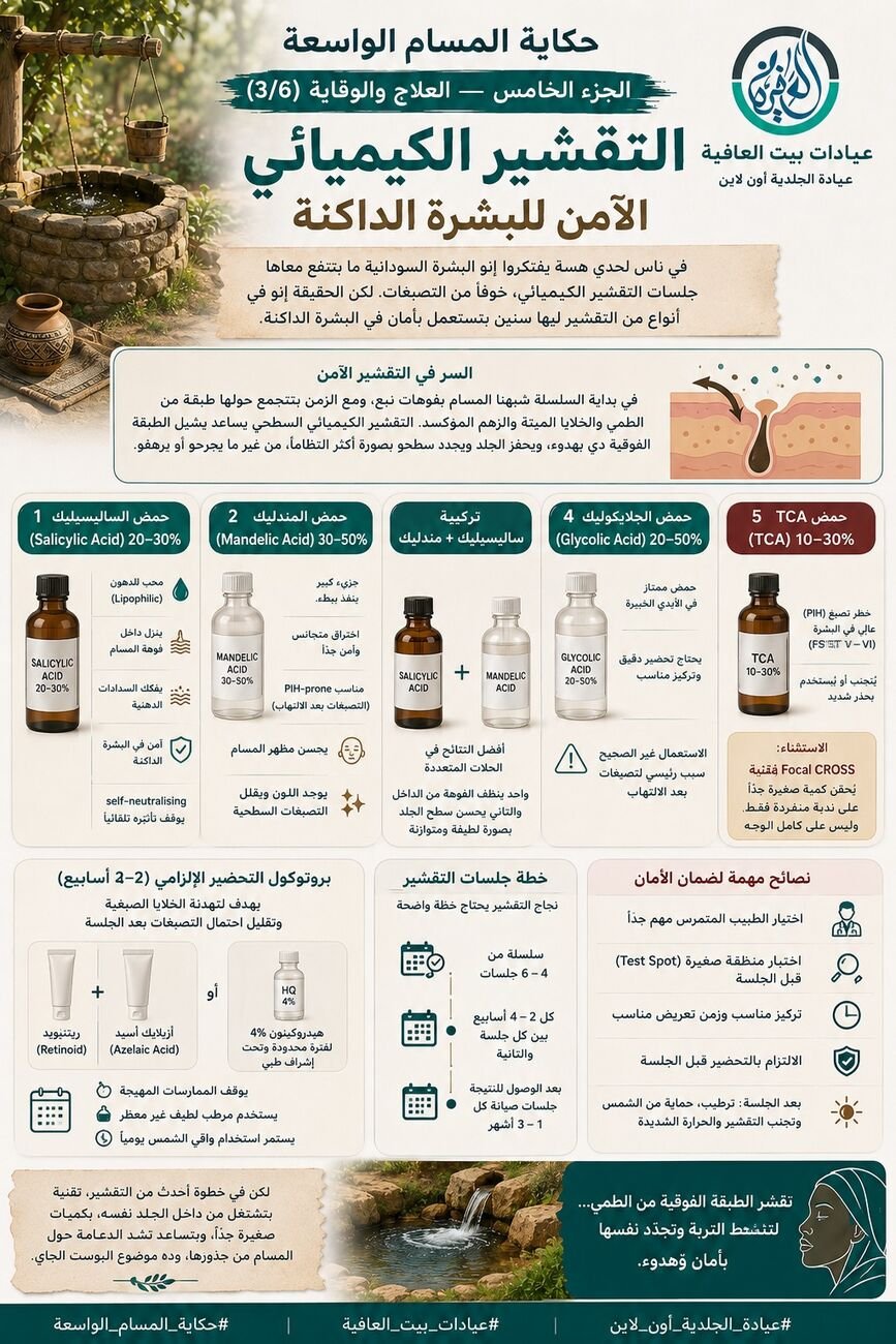 التقشير الكيميائي الآمن للبشرة الداكنة