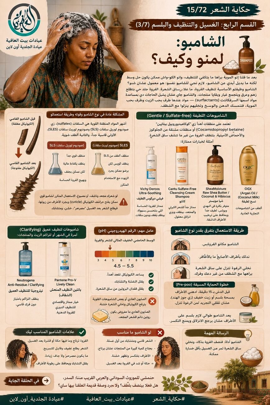 القسم الرابع: الغسيل والتنظيف والبلسم (3/7) - الشامبو: لمنو وكيف؟