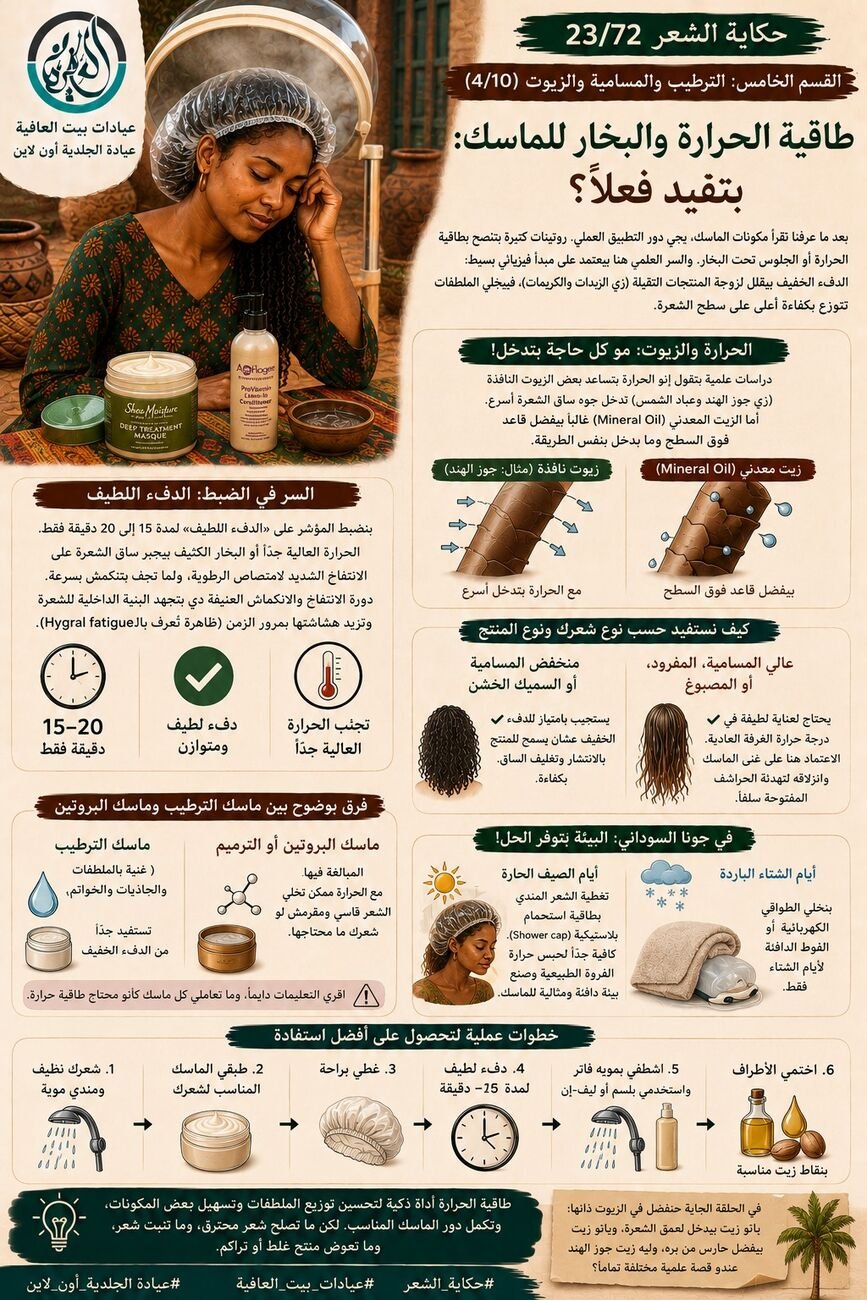 القسم الخامس: الترطيب والمسامية والزيوت (4/10) - طاقية الحرارة والبخار للماسك: بتفيد فعلاً؟