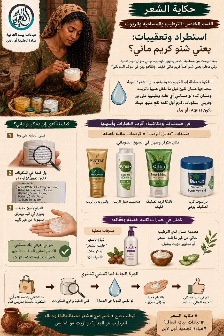 القسم الخامس: الترطيب والمسامية والزيوت - استطراد وتعقيبات: يعني شنو كريم مائي؟