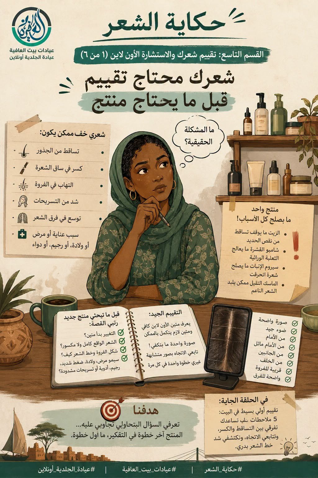 القسم الحادي عشر: تقييم شعرك والاستشارة الأون لاين (١ من ٦) - شعرك محتاج تقييم قبل ما يحتاج منتج