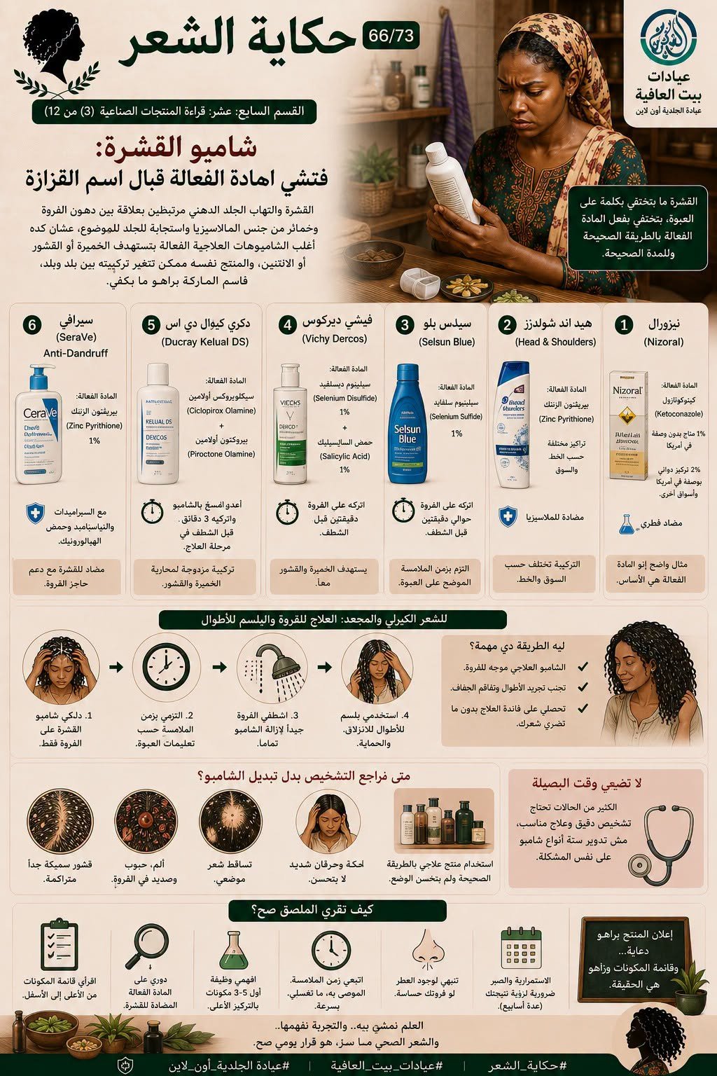 القسم الثالث عشر: قراءة المنتجات الصناعية (٣ من ١٢) - شامبو القشرة: فتشي المادة الفعالة قبال اسم القزازة